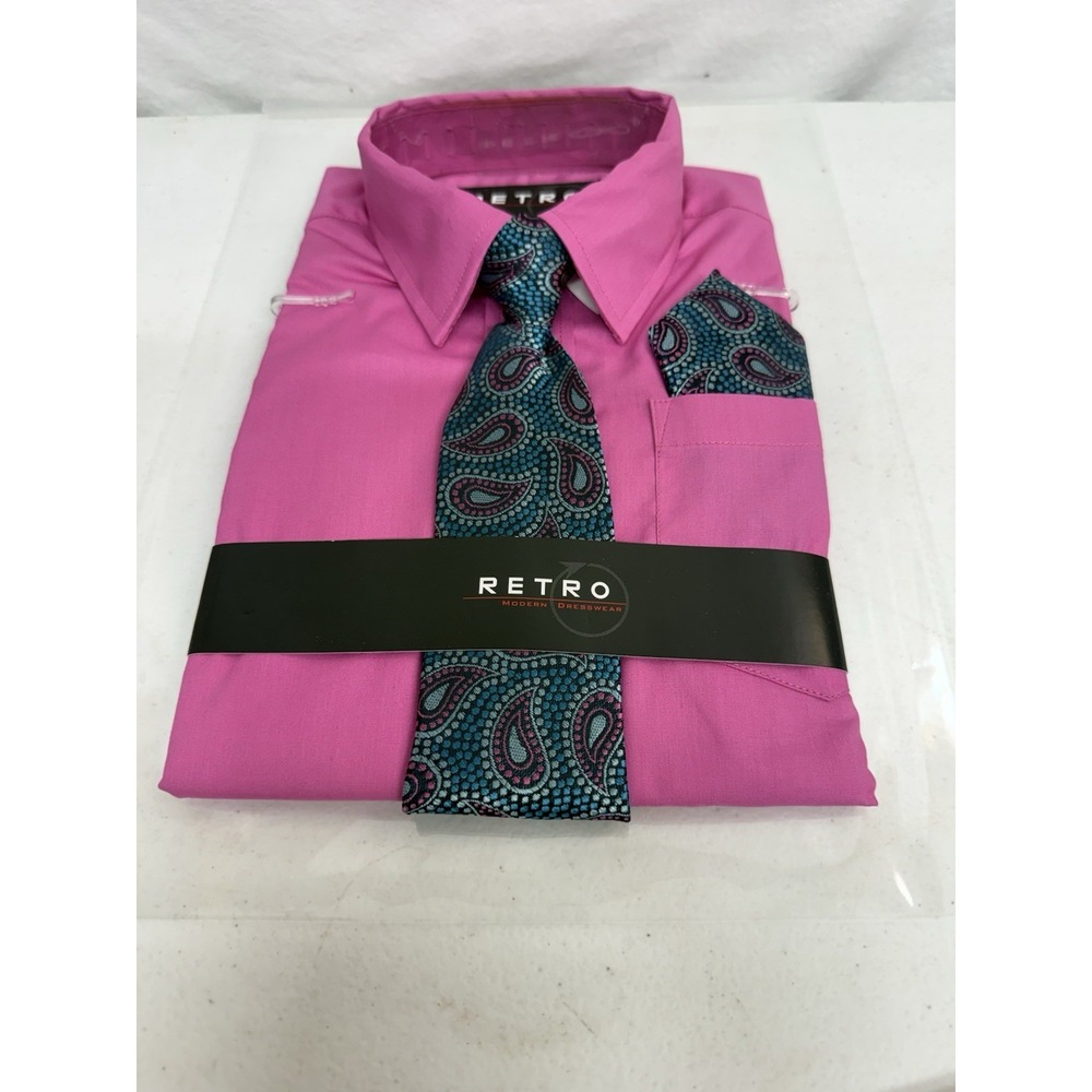 Boys Raspberry Dress Shirt And Paisley Tie Size 6 New